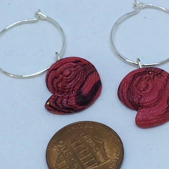 Unique Handmade Polymer Clay Shell Drop Earrings - Picture 2 of 6